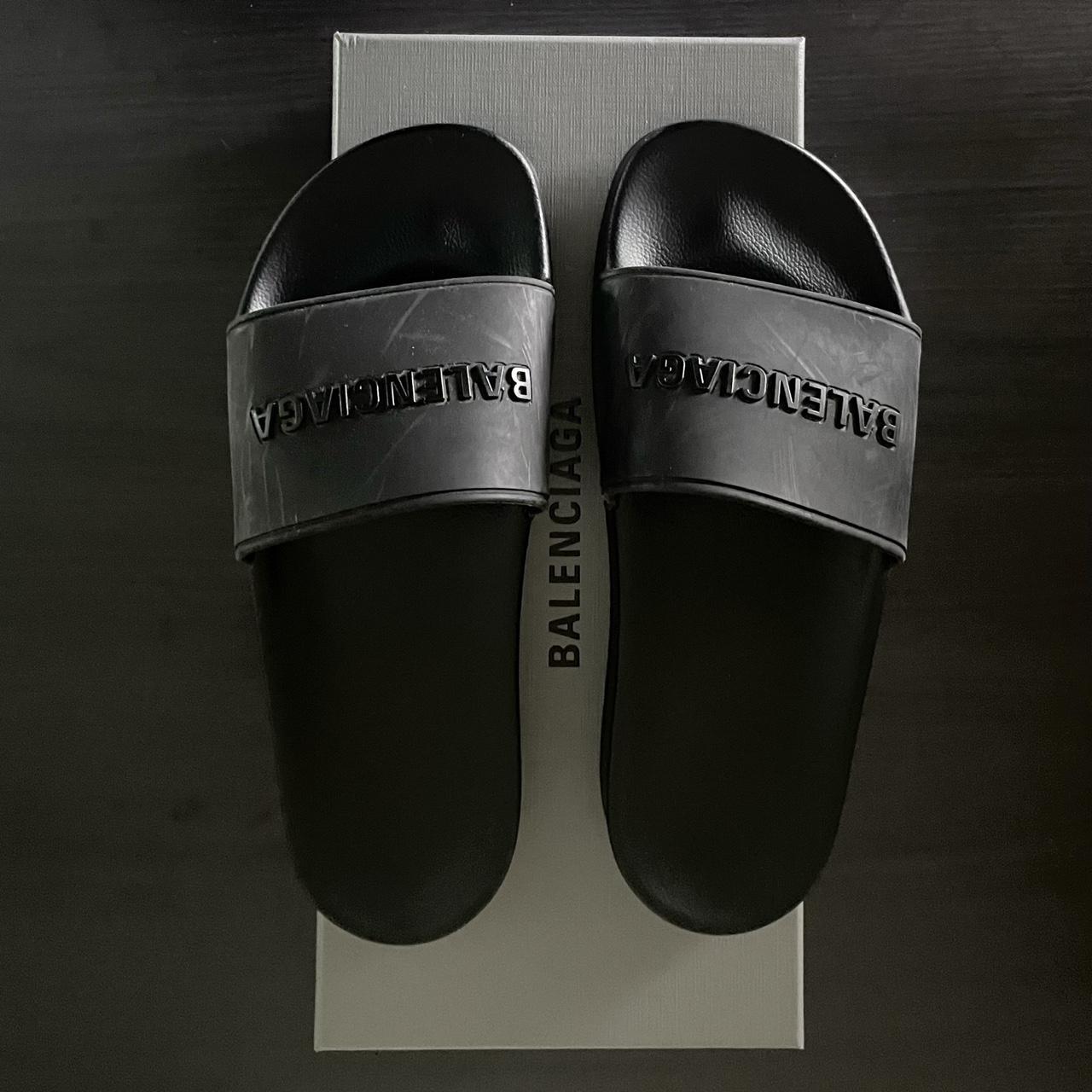 Balenciaga Women's Black Slides | Depop