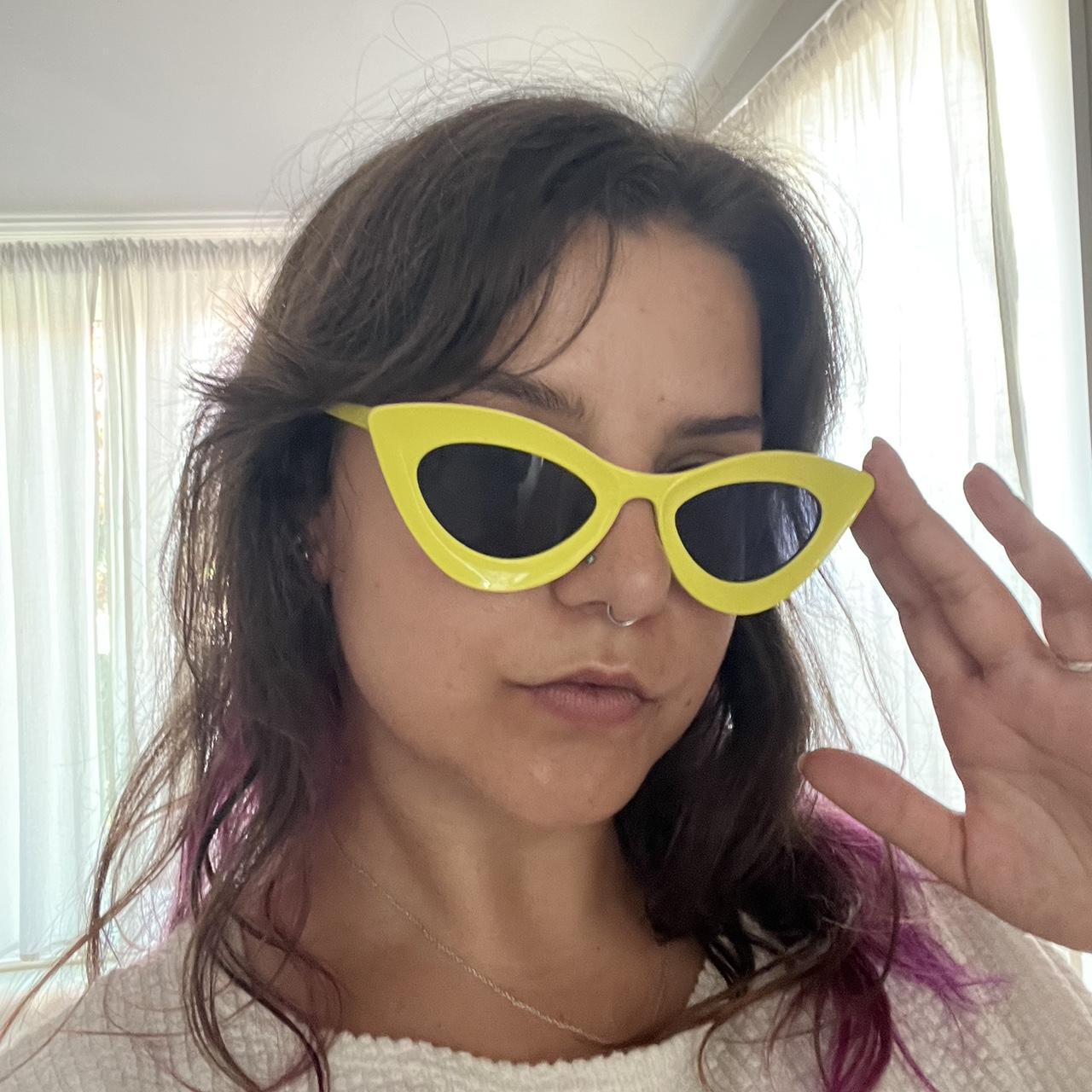 “squeeze Me” Sunglasses From Dollskill Neon Yellow Depop