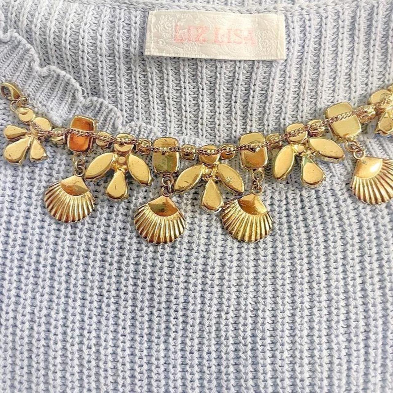 Seashell Necklace Ruffle Top by Japanese Brand Liz... - Depop