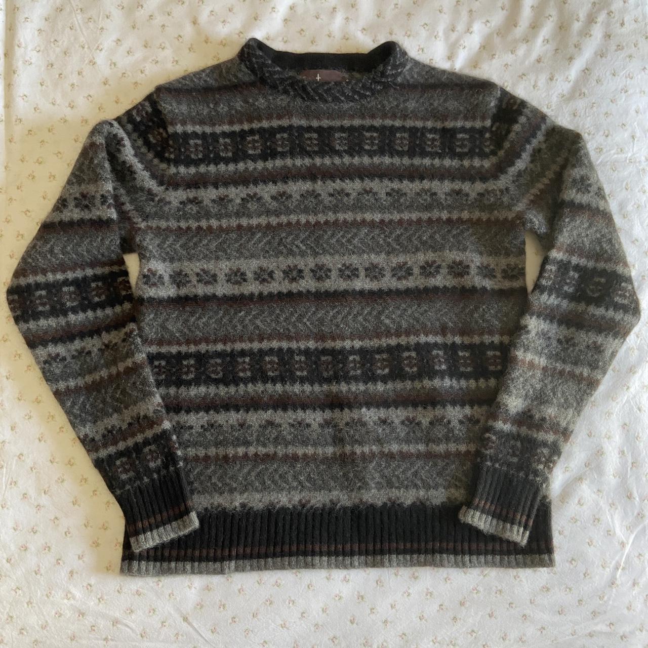 100% cashmere black and brown grandpa sweater ... - Depop