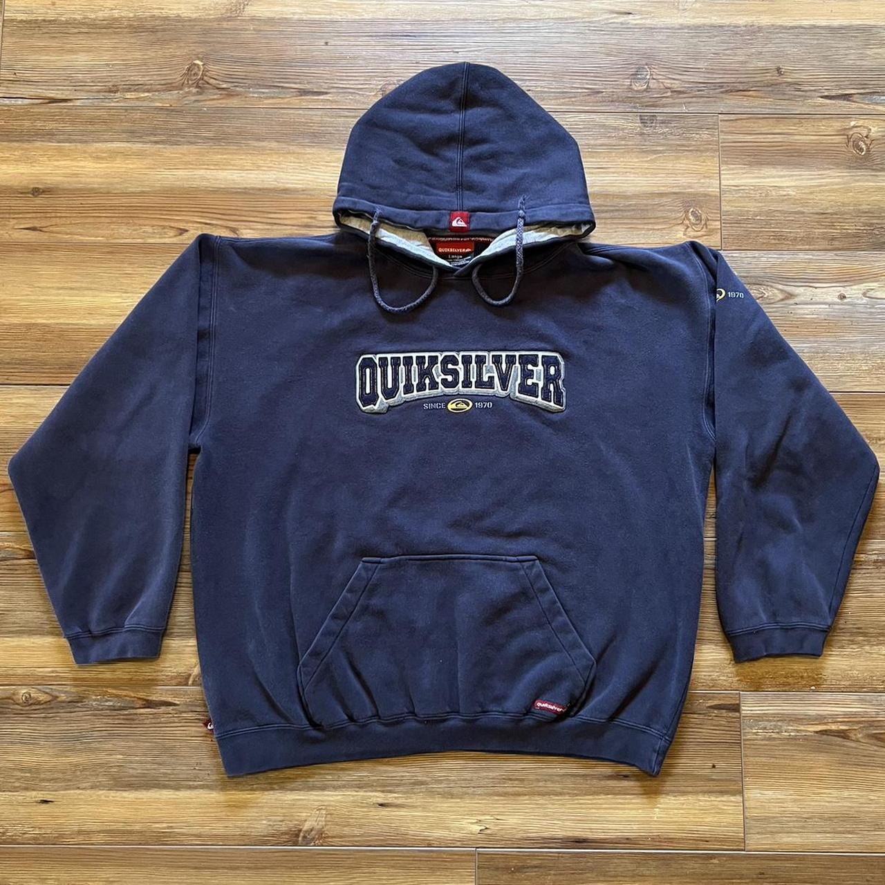 Vintage Y2K Quiksilver Hoodie Sweatshirt -size... - Depop