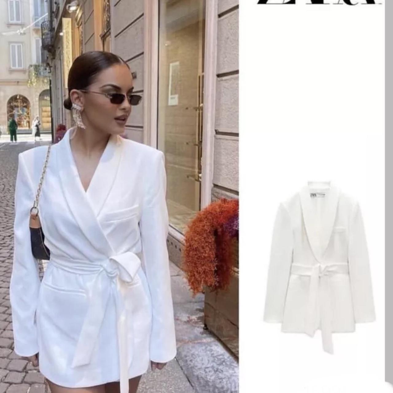 ZARA NEW WOMAN SS23 ECRU SHAWL COLLAR BLAZER WITH | Depop