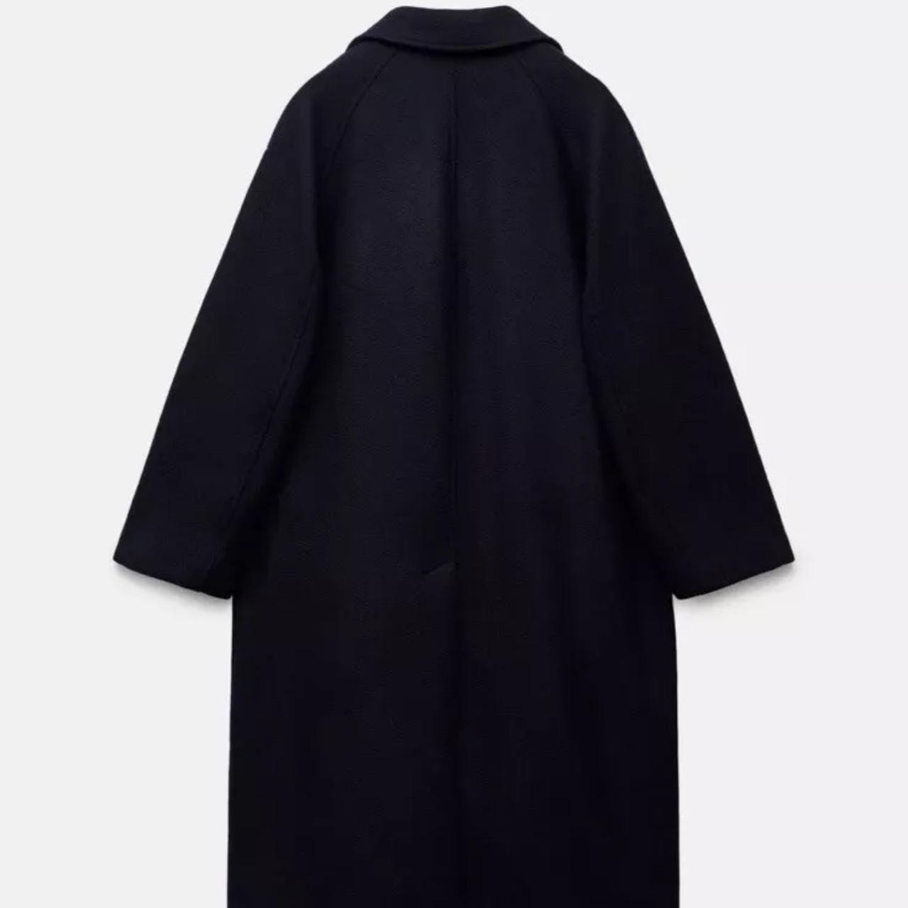 Zara Zw Collection Wool Blend Oversize Coat Navy | Depop