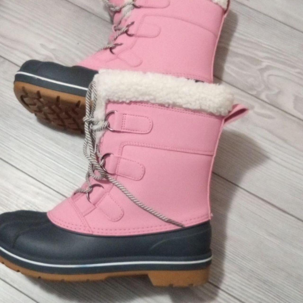 B 3416 Kids Kit Lace Up Winter Boots Pink Cat Depop