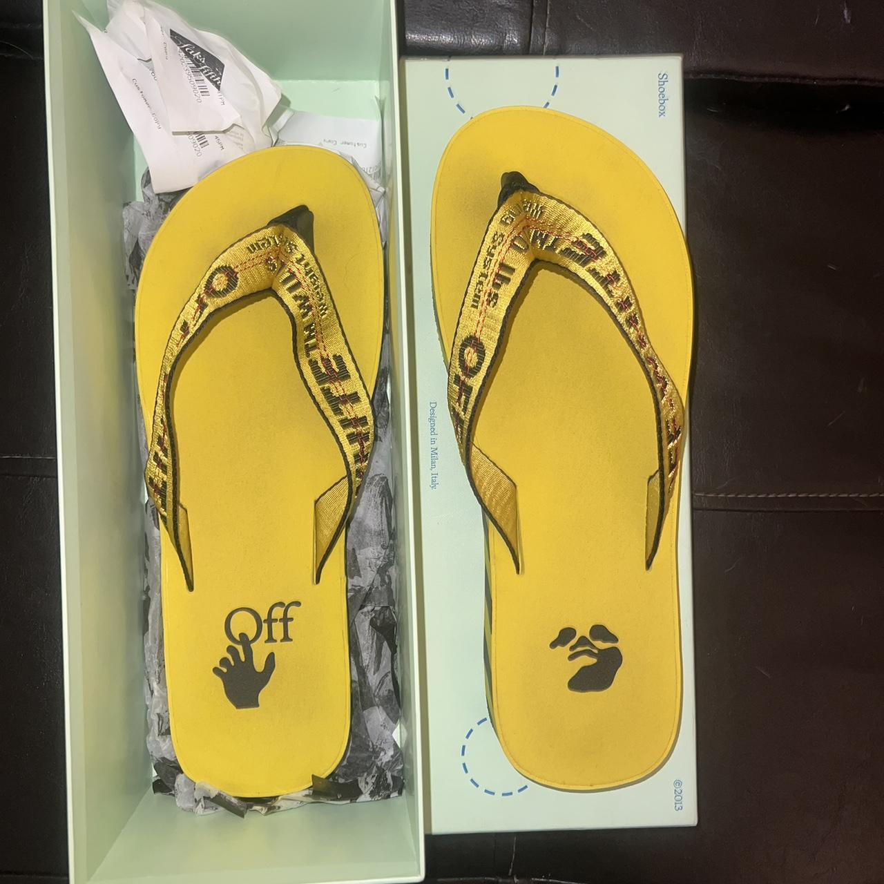 Off white yellow flip flops online