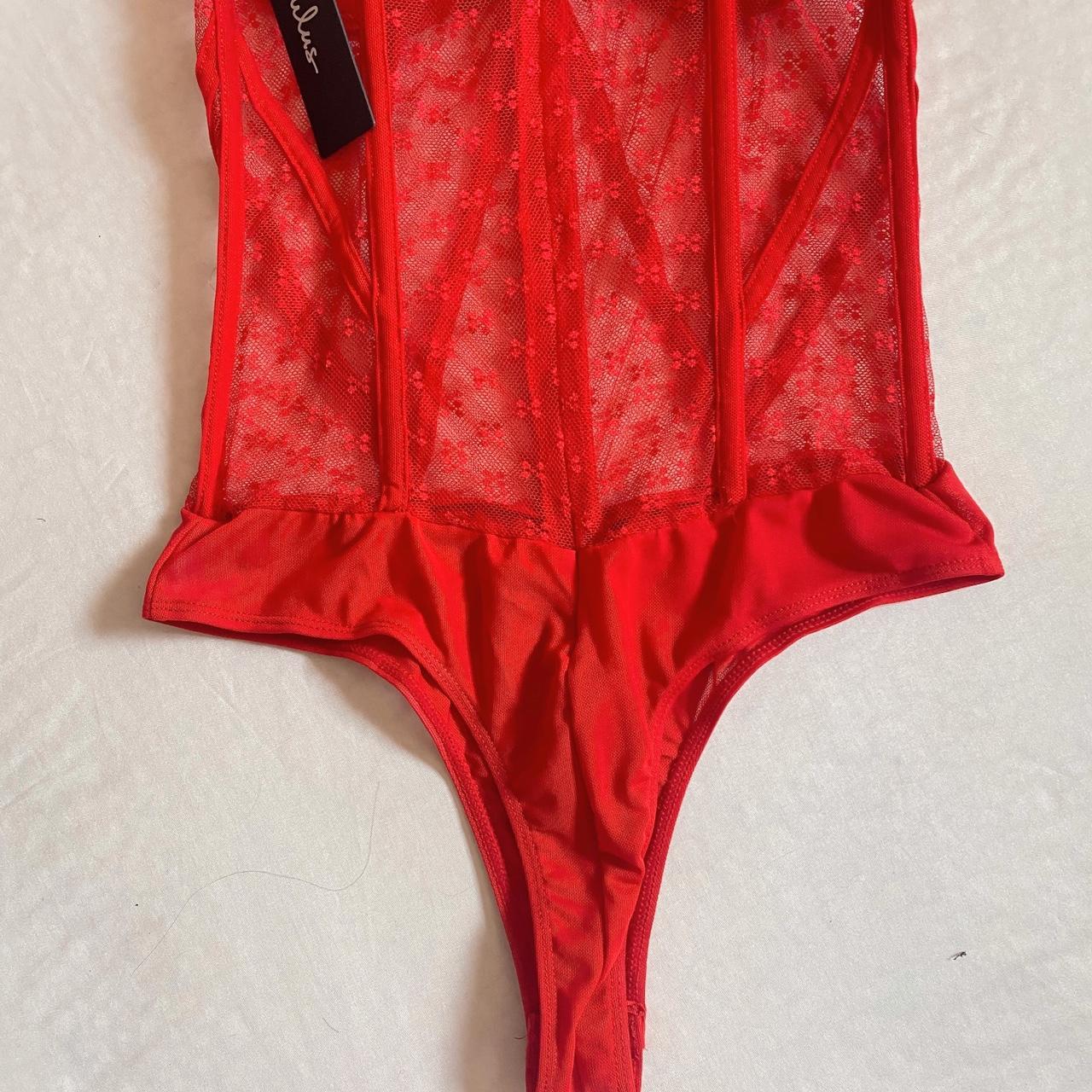 Bombshell Behavior Red Mesh Corset Bodysuit