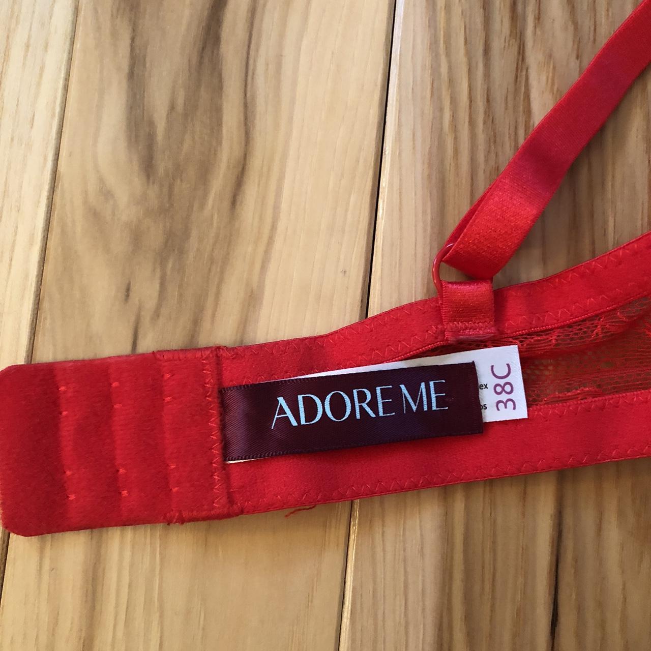 Adore Me Red Lace Front Cross Straps Bra, Very good