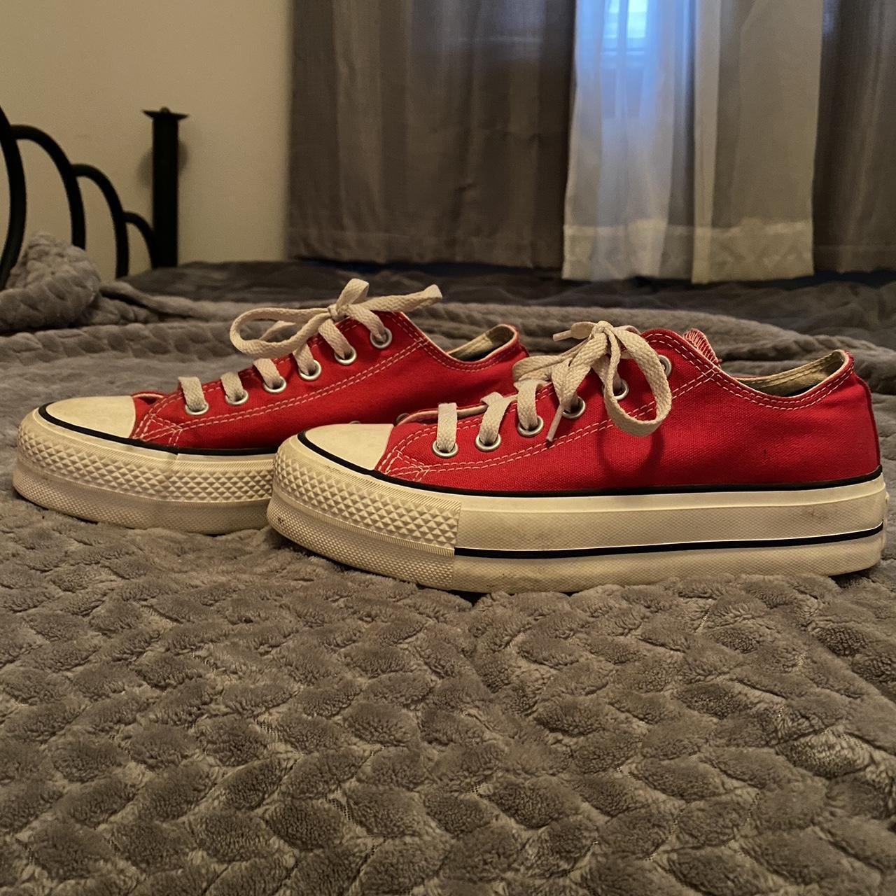 (message before buying) red low top platform... - Depop