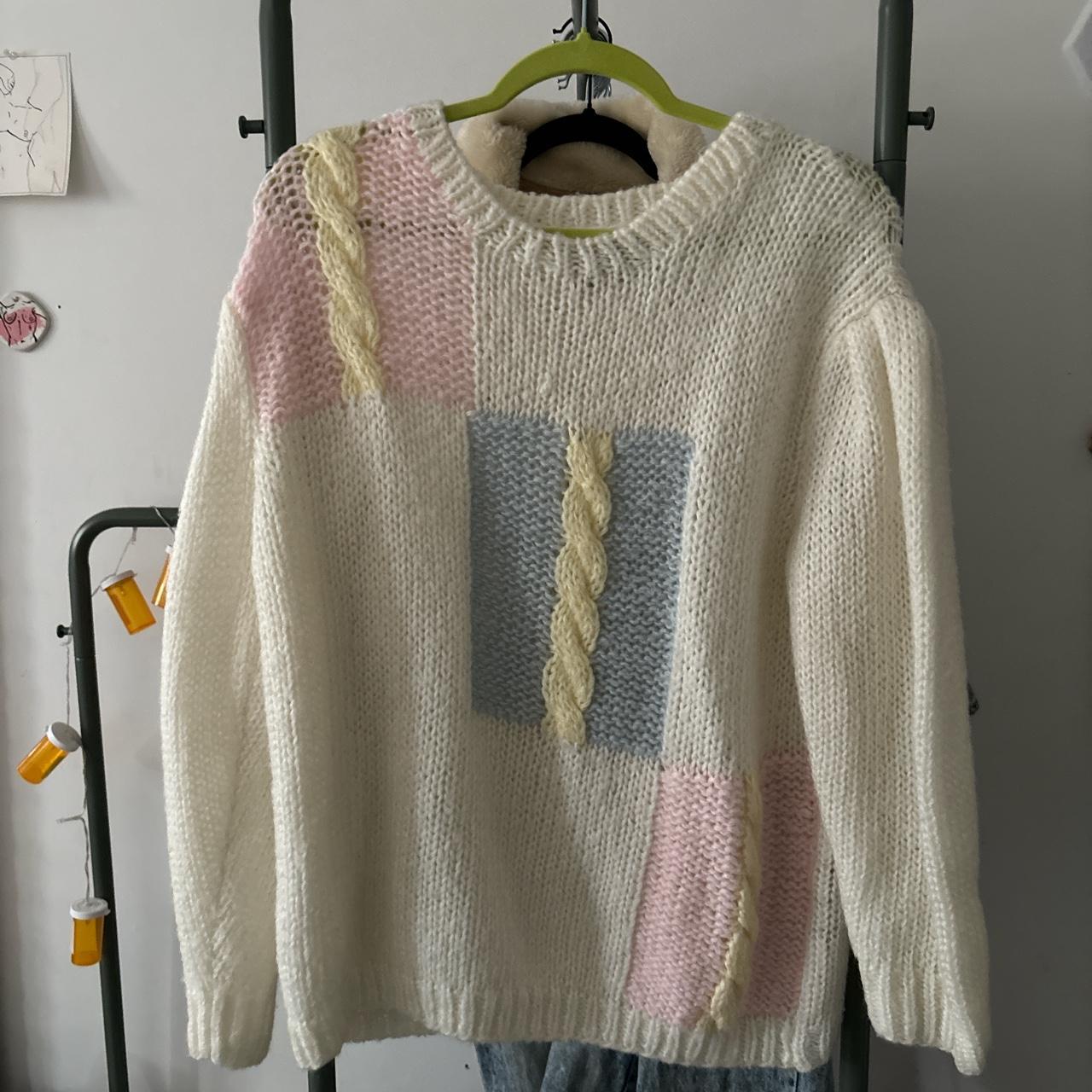 Vintage factory handknit pastel sweater