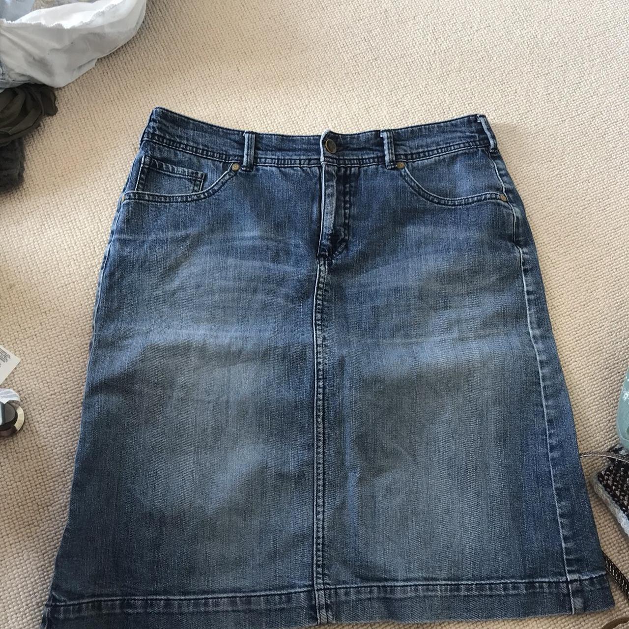 White stuff midi denim skirt size 10 includes free... Depop