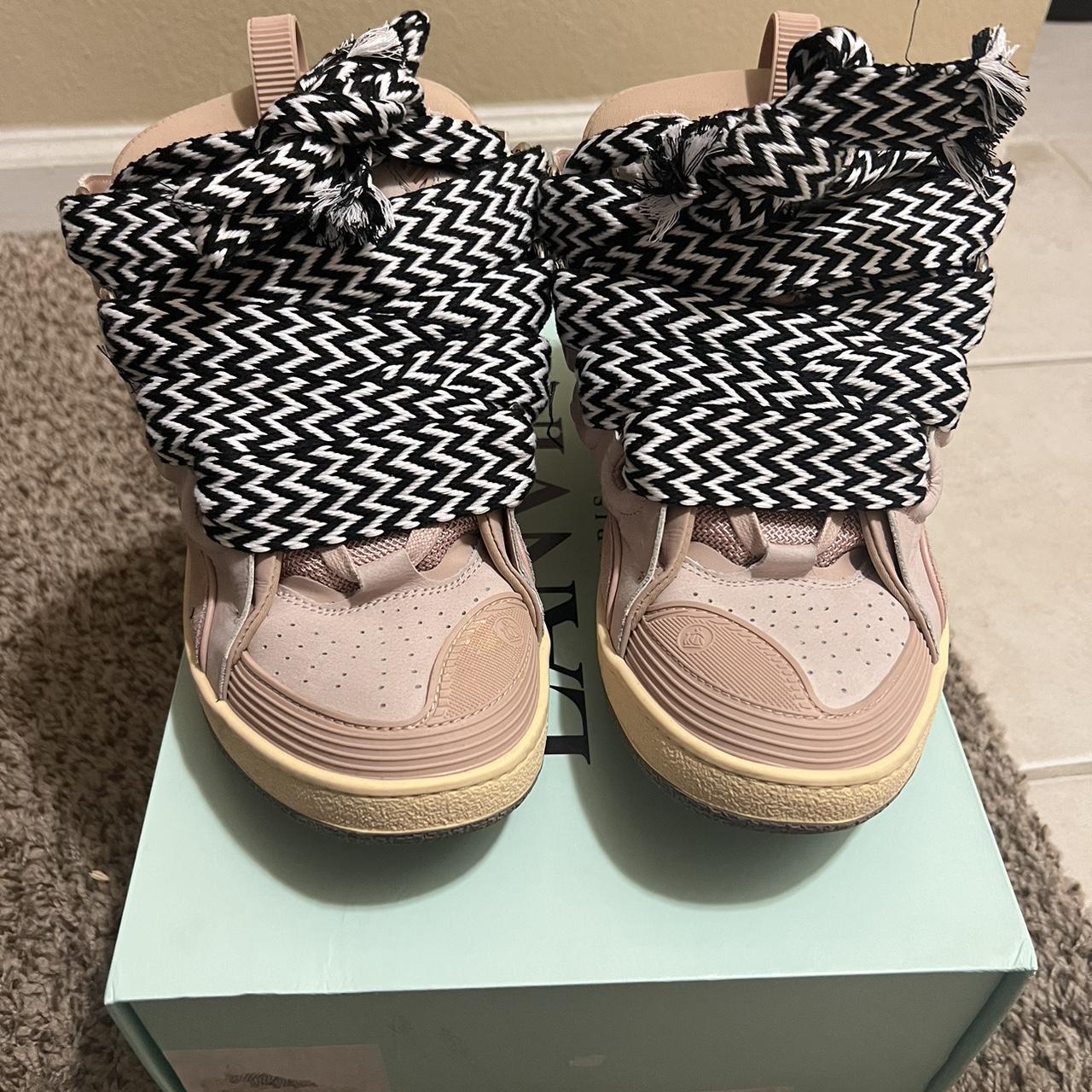 Lanvin Men's Pink and Cream Trainers | Depop