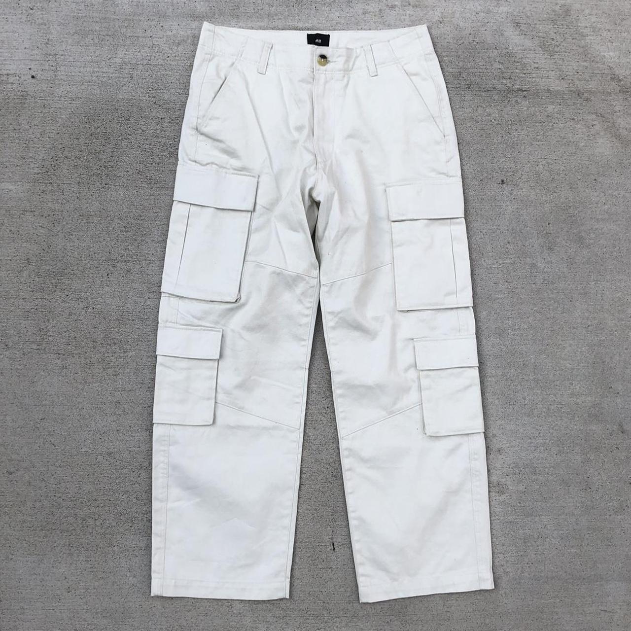 H&M Relaxed Fit White Cargo Pants Size 31 #h&m... - Depop