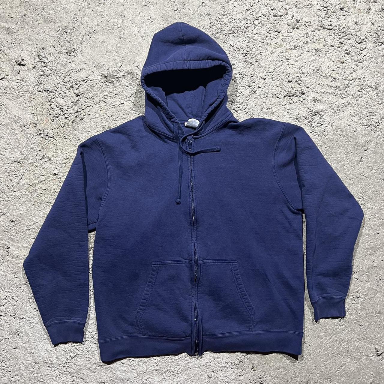 Navy Blue Zip Up Hoodie Size L #hoodie #jacket - Depop