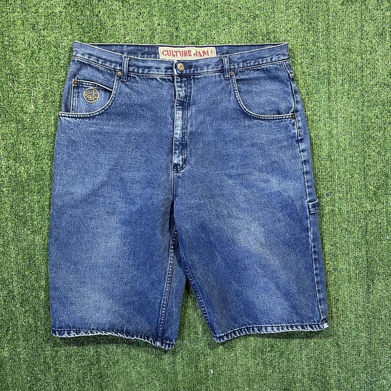 Y2K Culture Jam Baggy Jean Shorts Jorts Size... - Depop