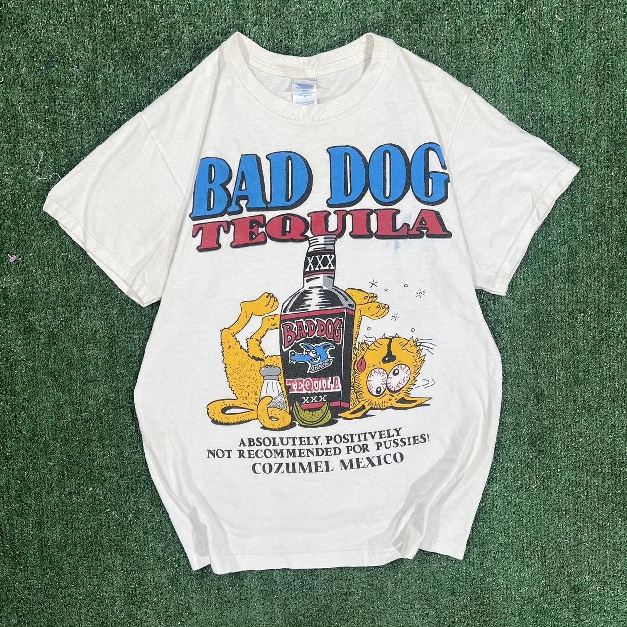 Vintage Bad Dog Tequila Humor White T-shirt Size... - Depop