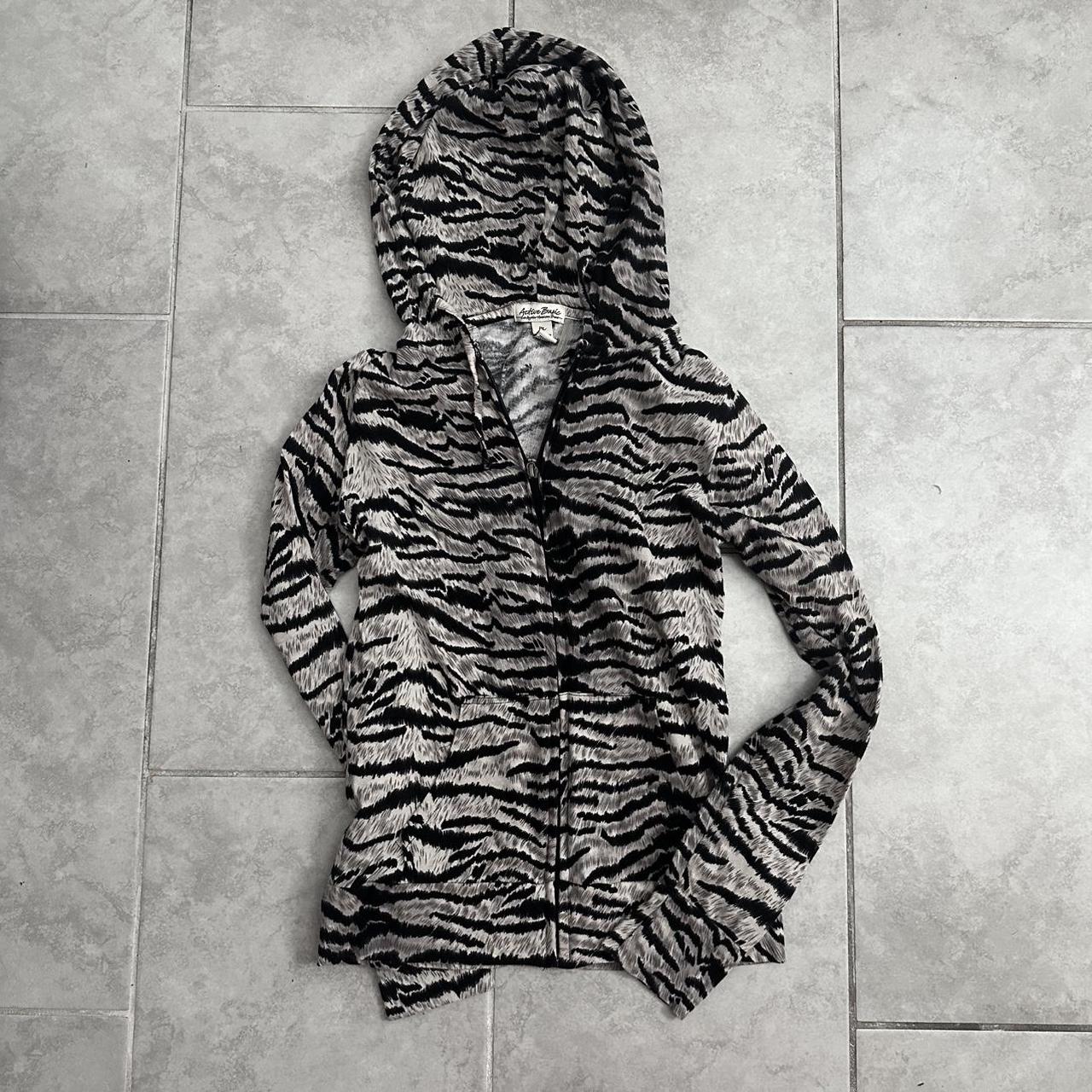 Animal Print Zip Up Jacket Early 2000's tiger print... - Depop