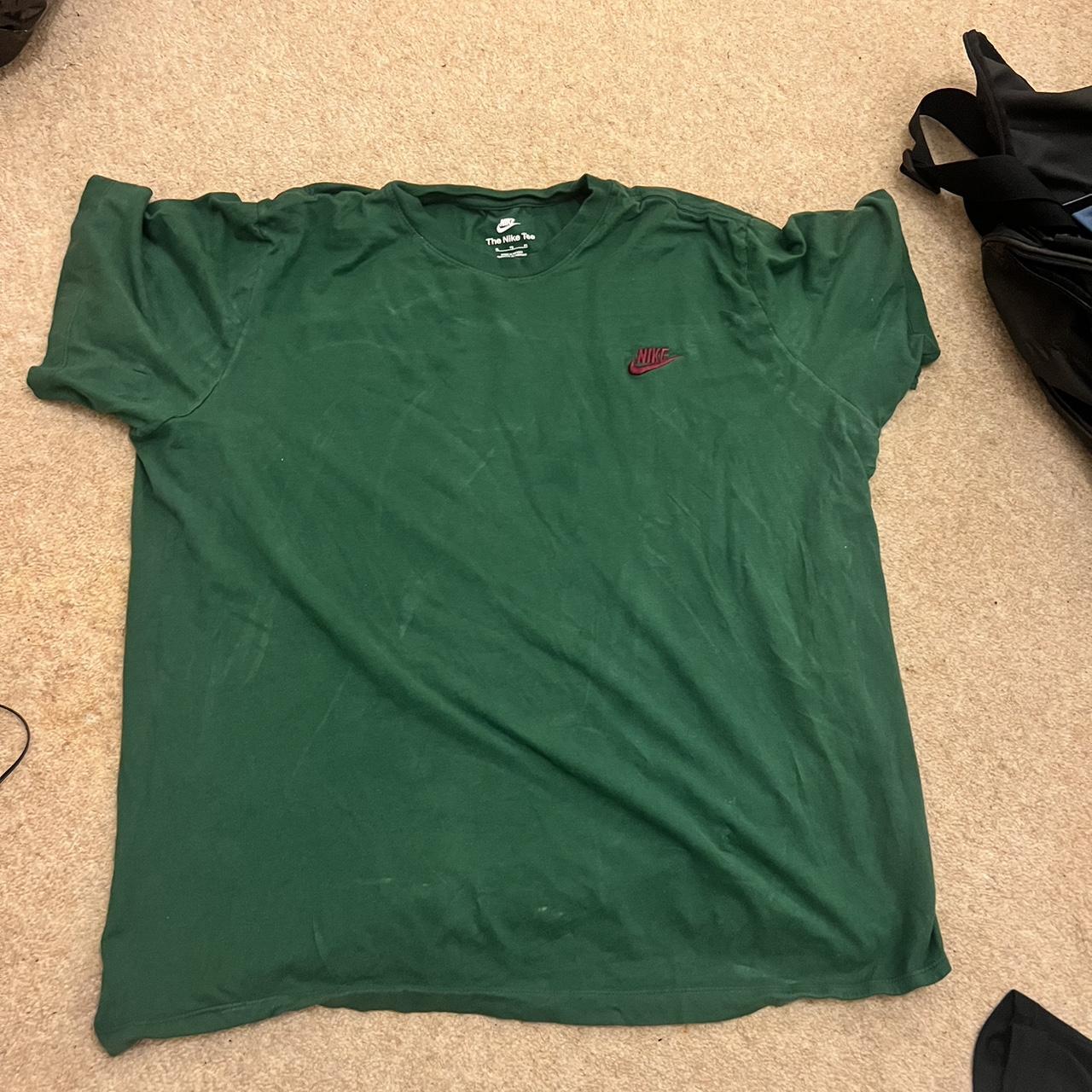 Green and red Nike tick T shirt Piercing green... - Depop