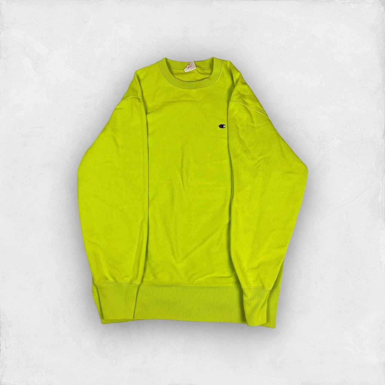 Champion Reverse Weave Men s Yellow Green Sweatshirt. Depop