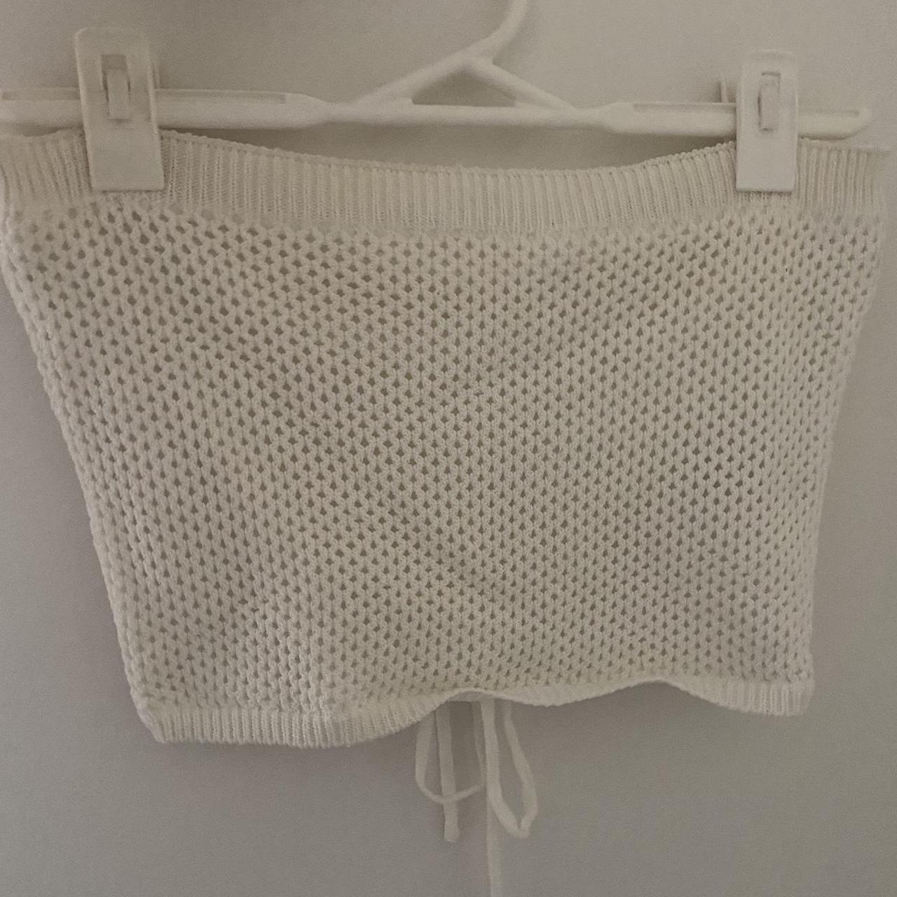 Crochet cream strapless top Size: M will fit 10-14... - Depop