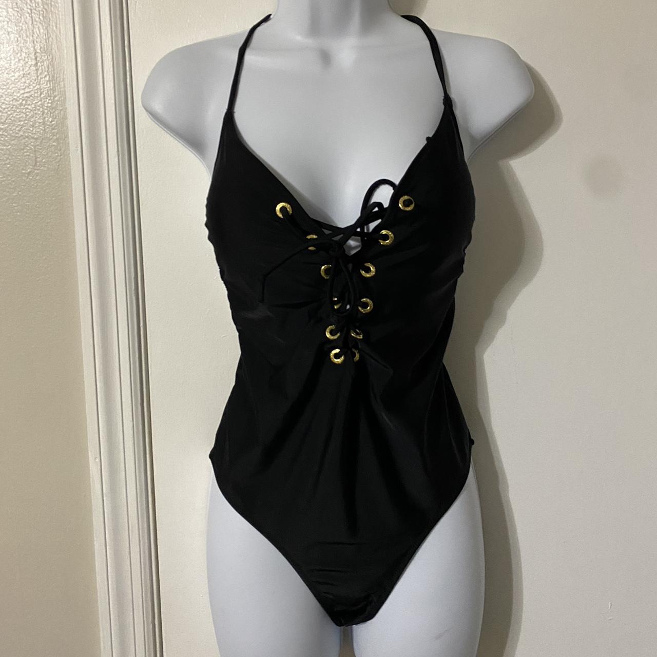 Abercrombie Fitch Black Lace Up Front One Piece Depop