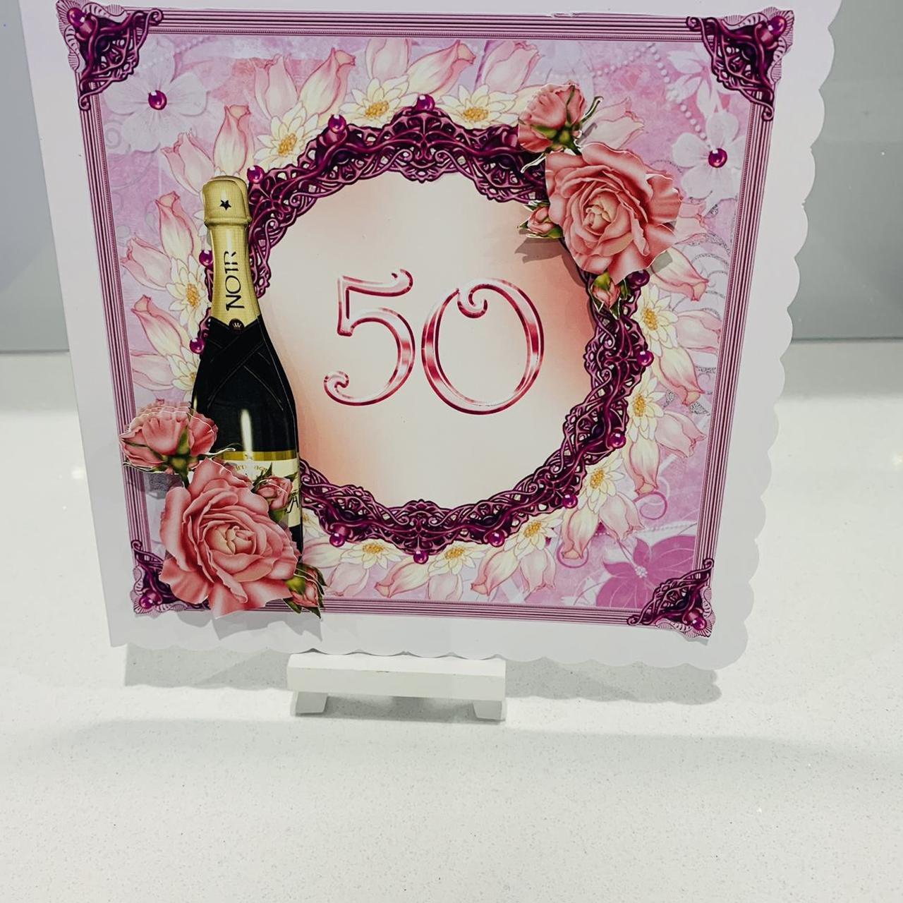 Handcrafted 3D Decoupage Happy 50th Birthday 8x8... - Depop