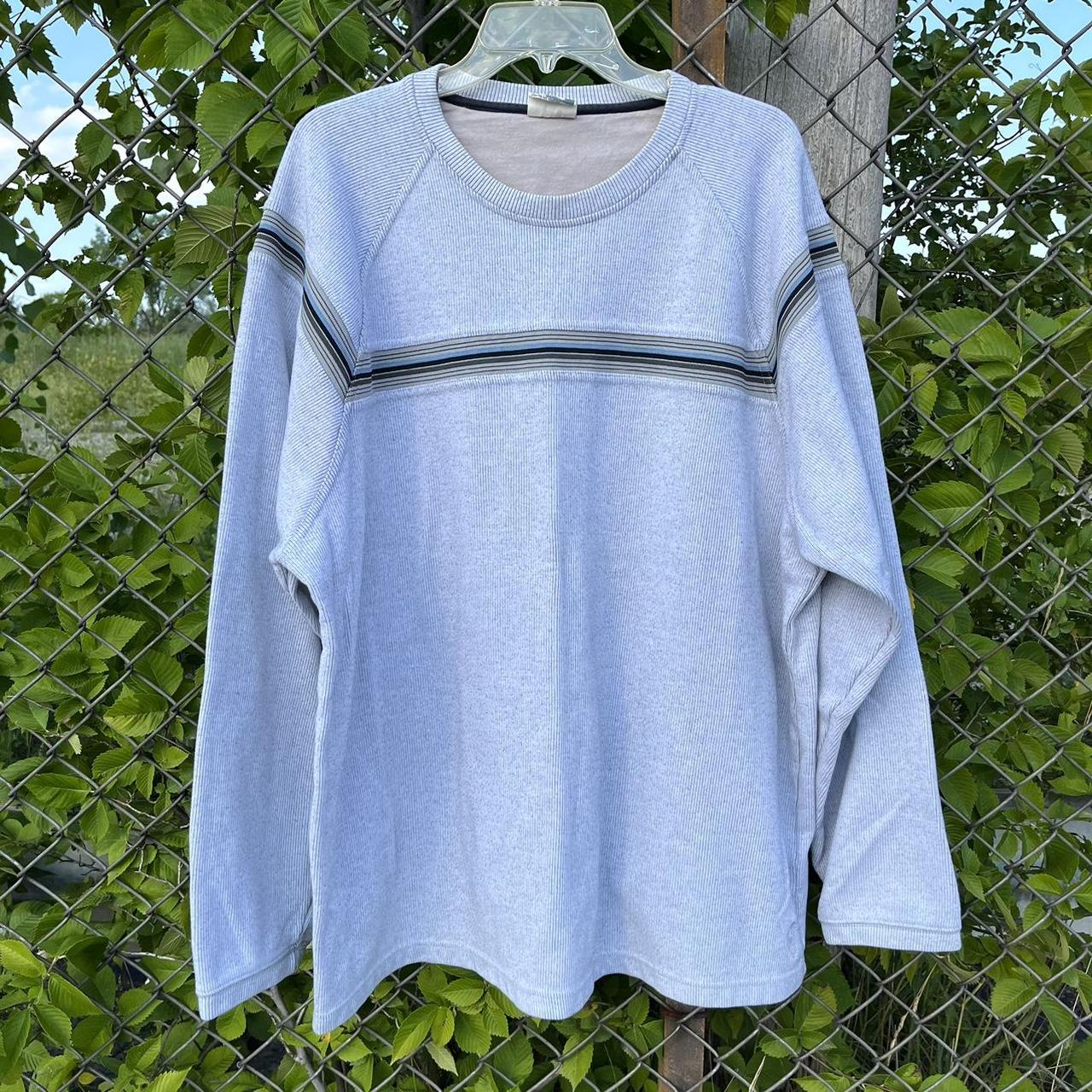 Y2k Striped Skater Shirt Gray Long Sleeve Shirt By... Depop