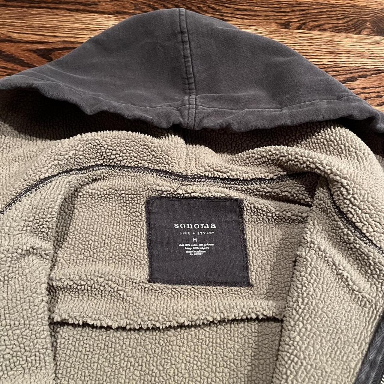 Y2k Charcoal Gray Sherpa Fleece Lined Full Zip Up... - Depop