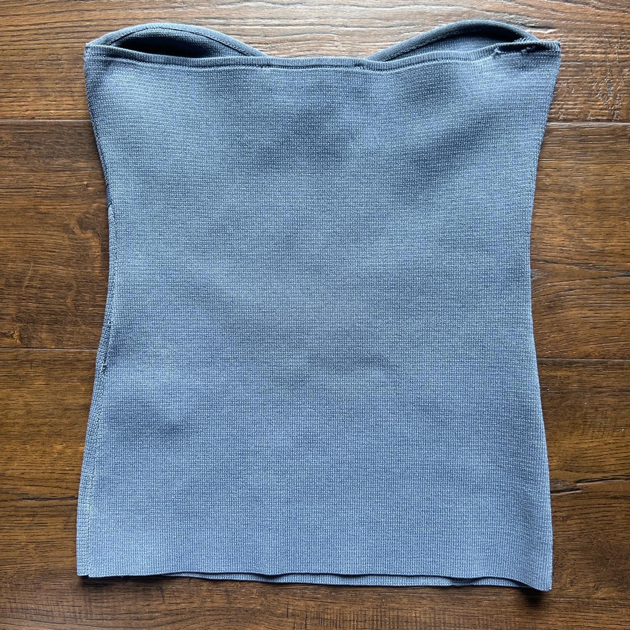 ZARA ~ navy blue gray corset thick tube top! 💙... - Depop