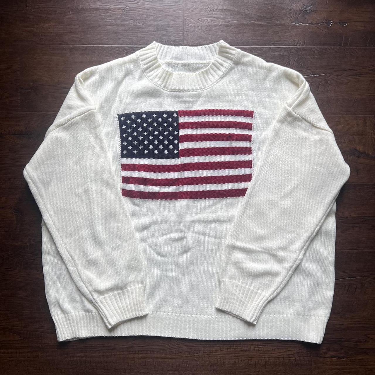 White Knit American Flag sweater. Super similar to... - Depop