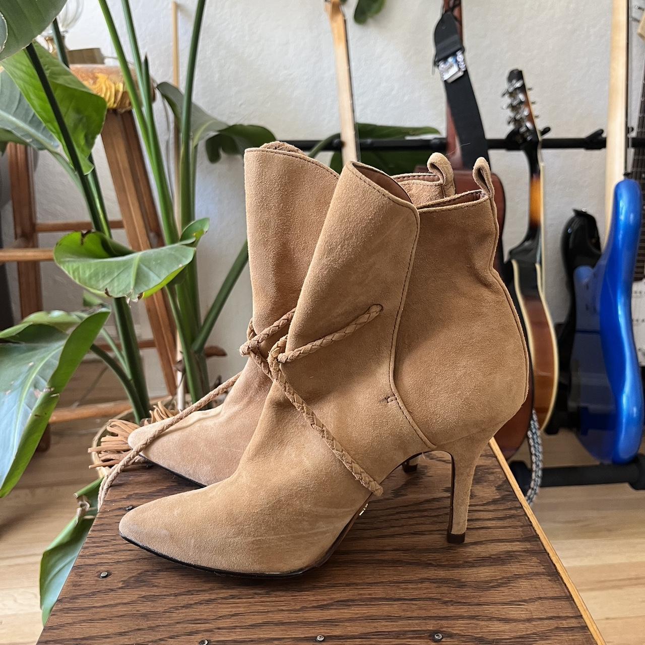 Tan stiletto boots deals