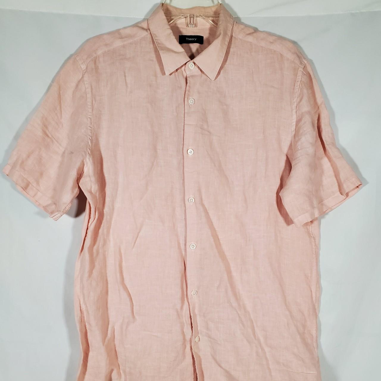 Theory Men's Pink and Cream Shirt | Depop