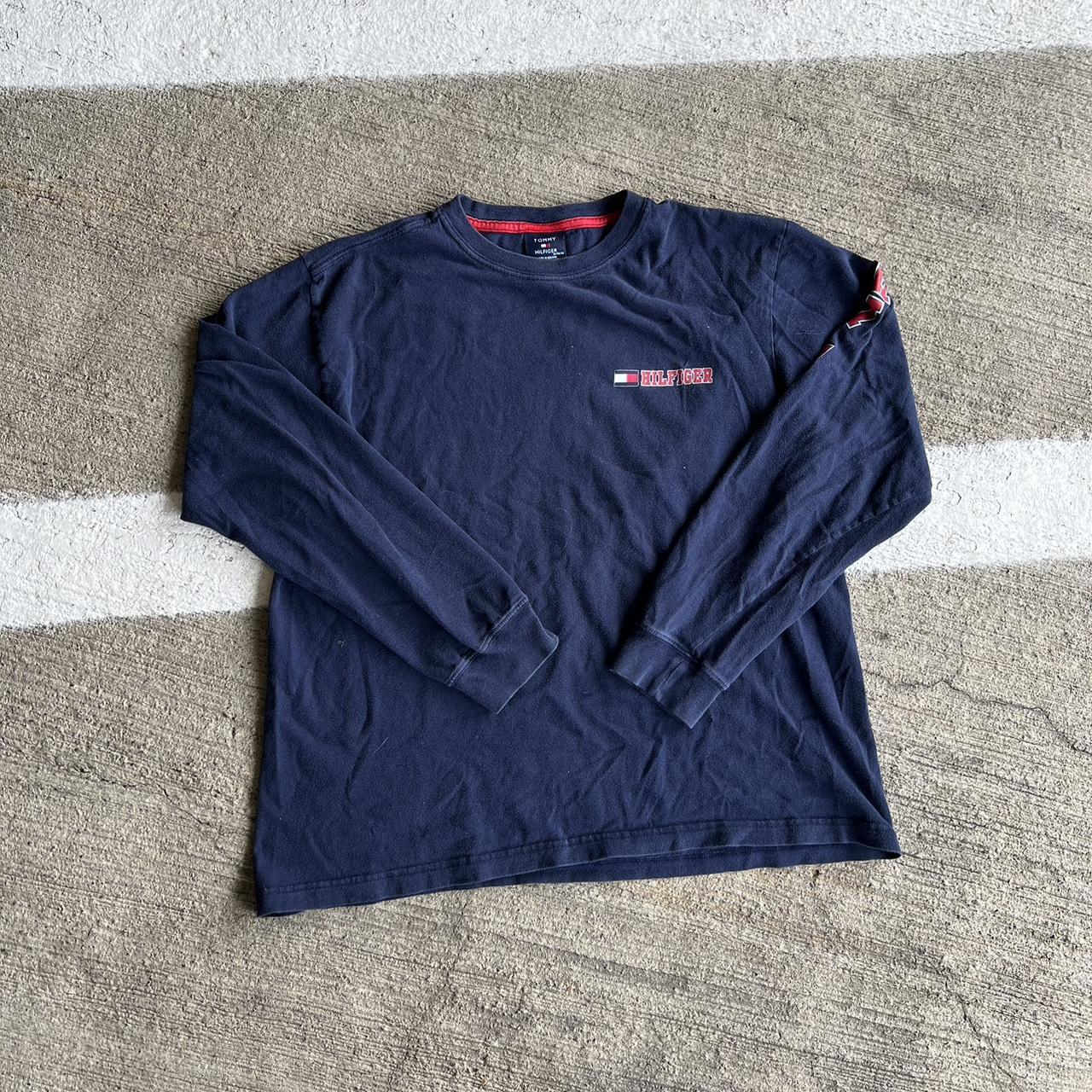 Tommy Hilfiger Men's Navy and Red Shirt | Depop