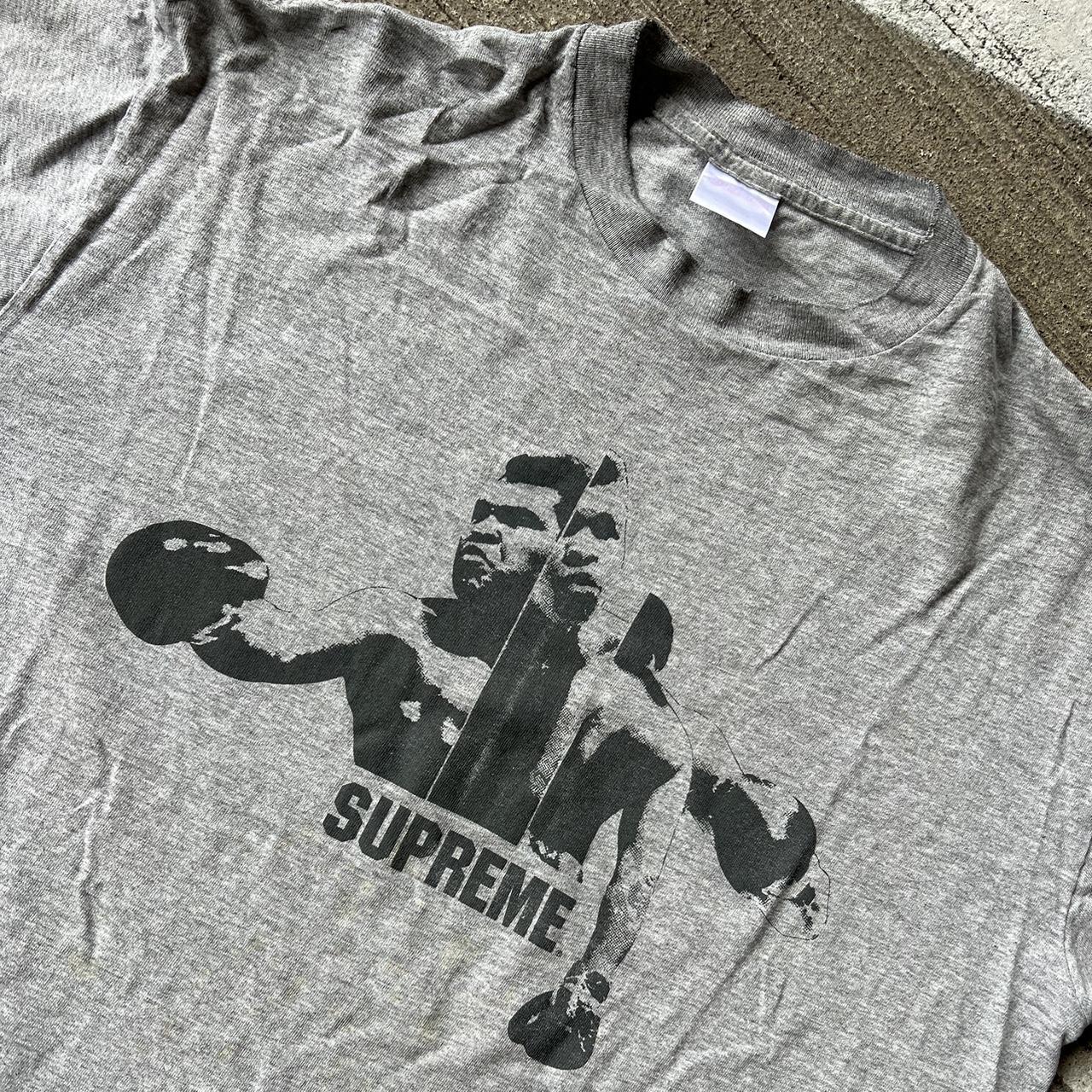 Supreme Men's Grey and Black T-shirt | Depop