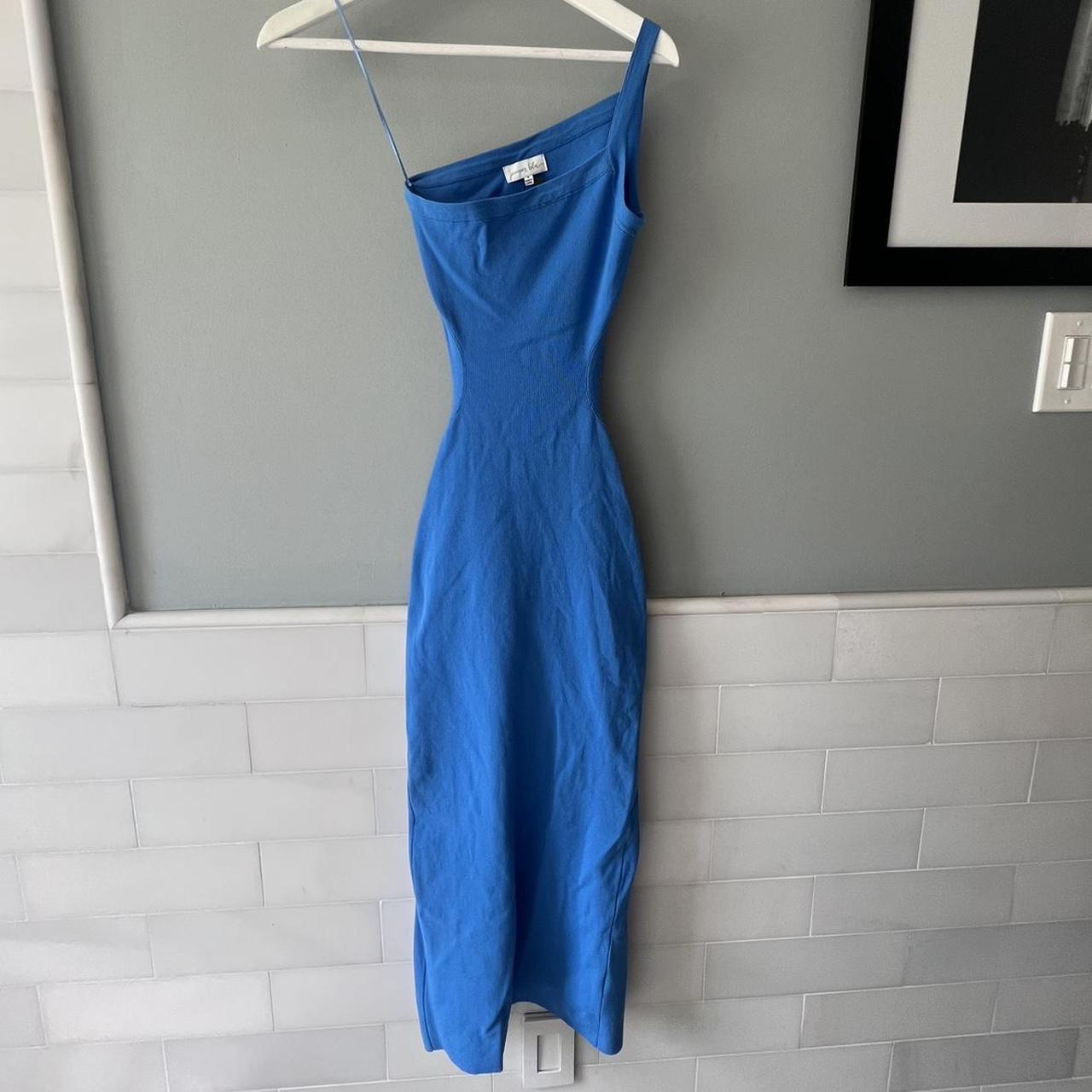 One shoulder midi blue dress with cutouts Open back... - Depop