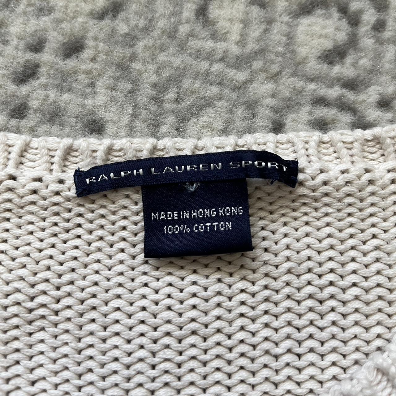 Ralph Lauren Women's White and Navy Jumper | Depop