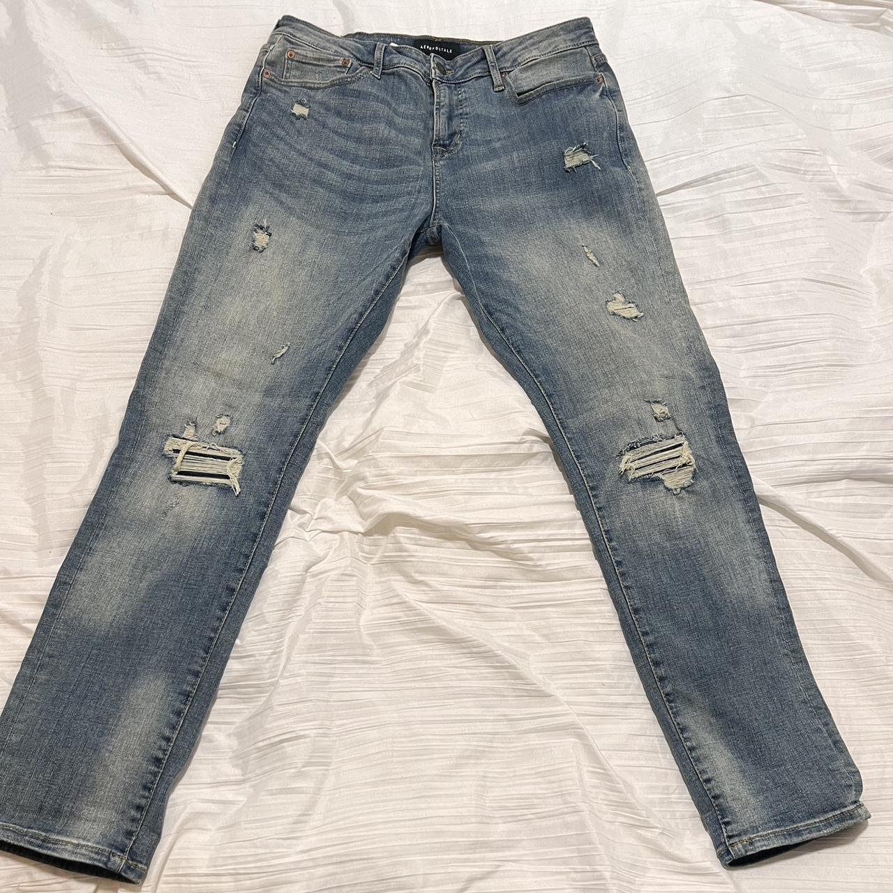 Aeropostale medium wash ripped denim (31x32), No