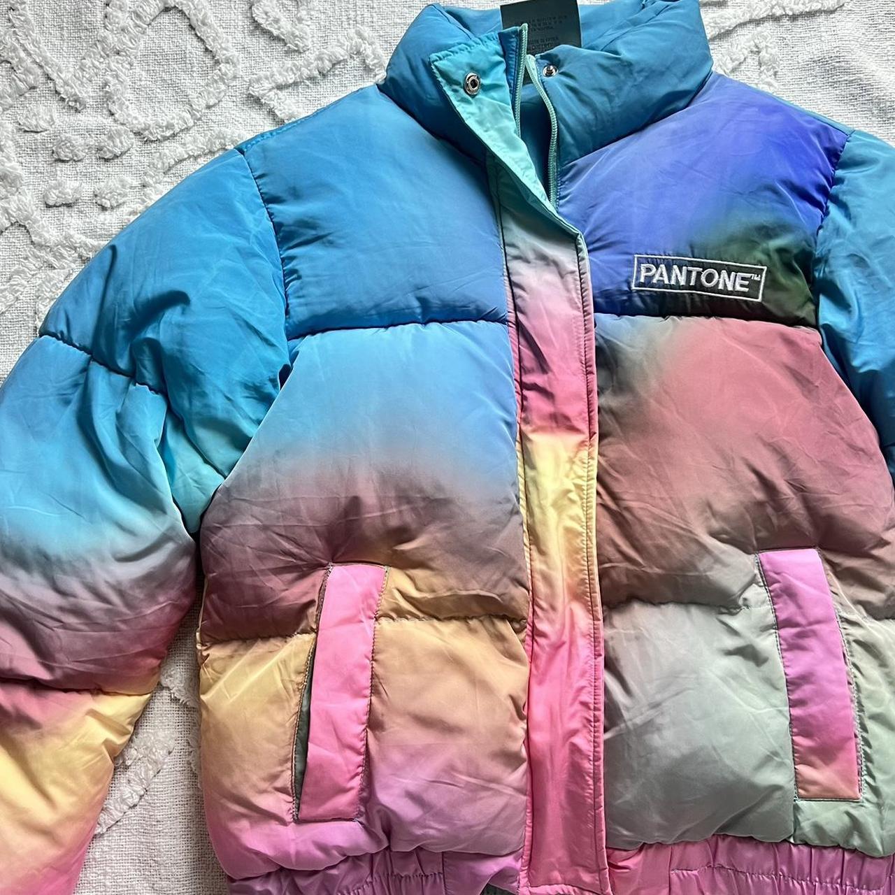 Forever 21 x Pantone Puffer Jacket Cropped Coat Watercolor Tie Dye