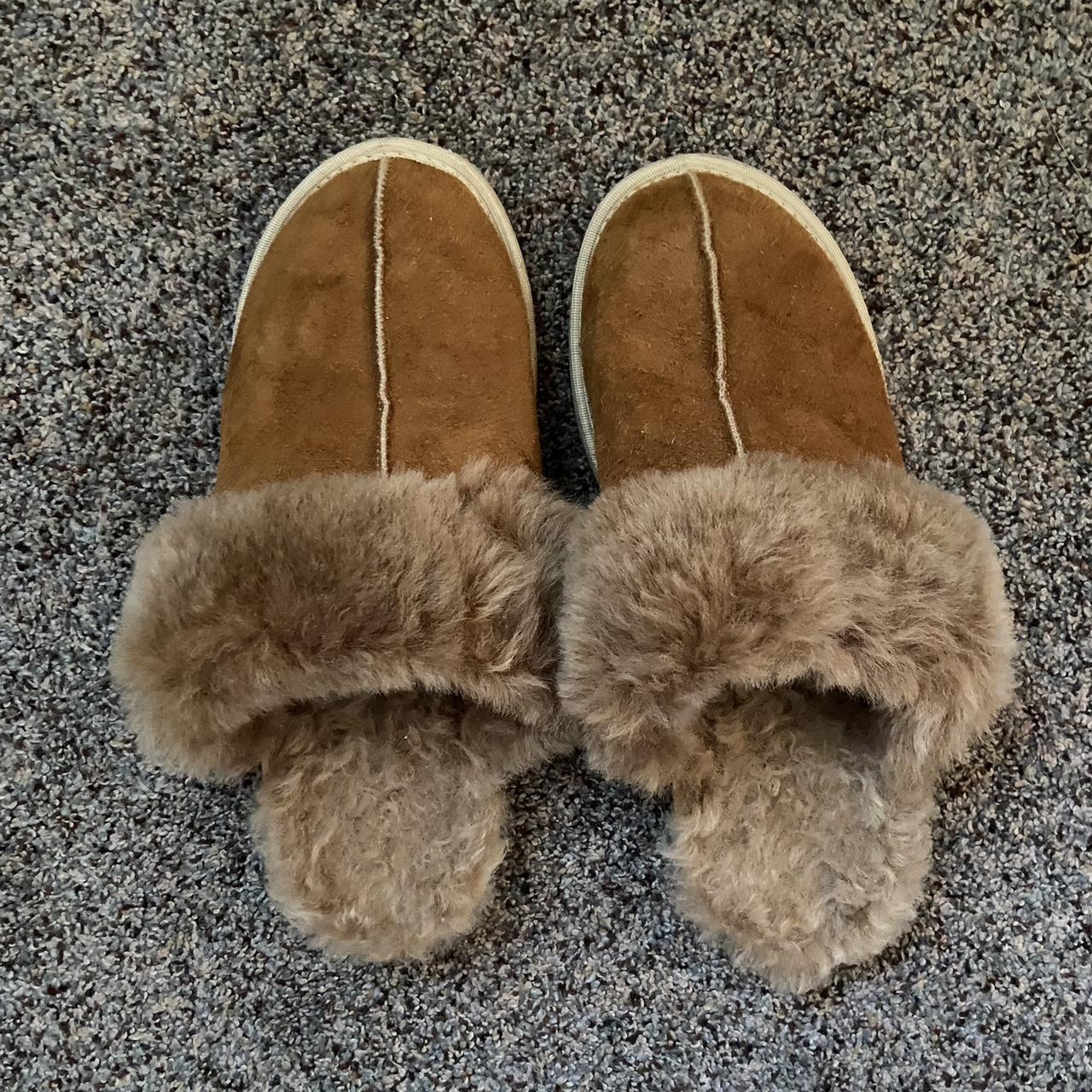 fluffy handmade offbrand ugg slippers worn but still... - Depop