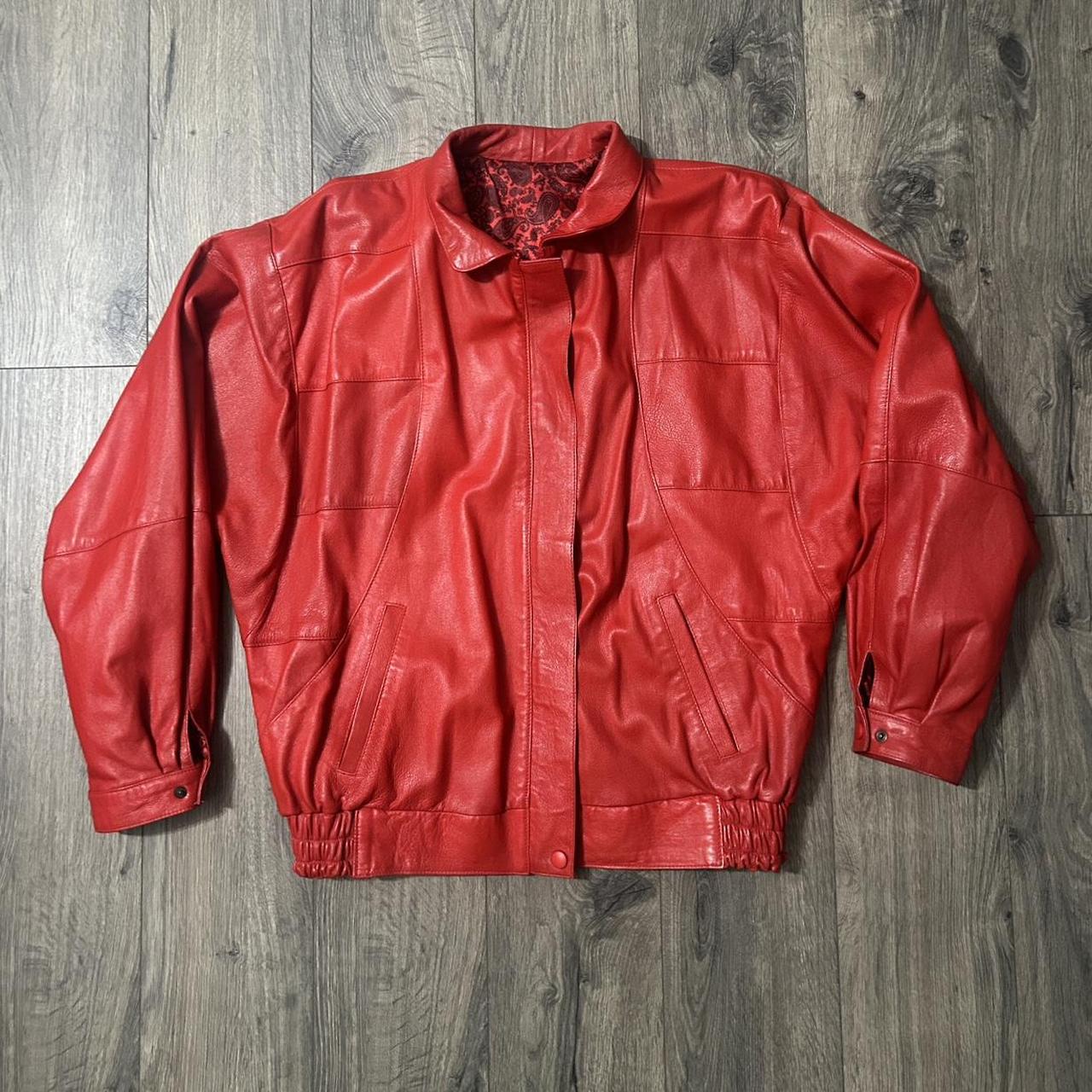 Red Vera Pelle Leather Jacket #vintage #leather... - Depop