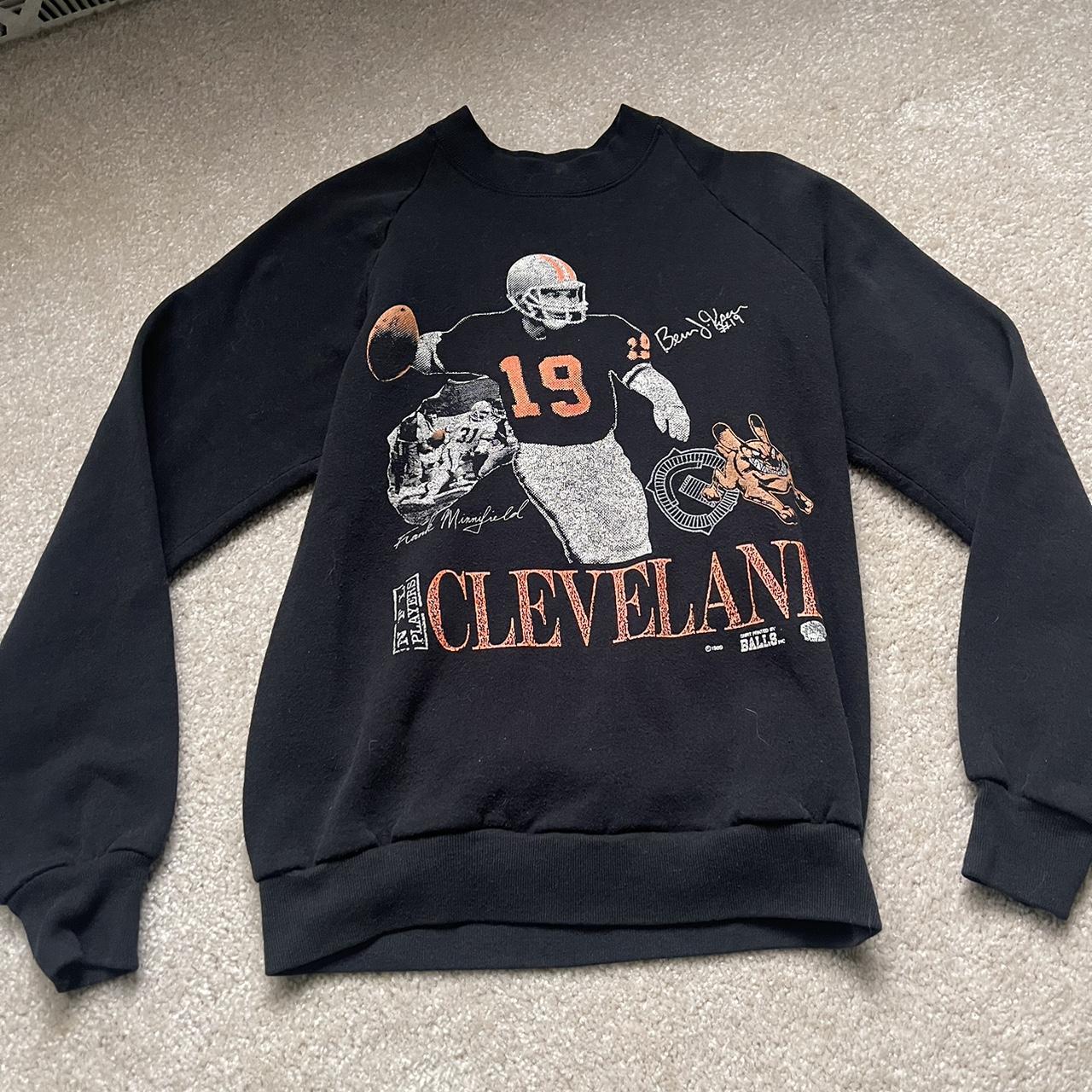 Vintage Cleveland Browns sweatshirt in brown. From - Depop