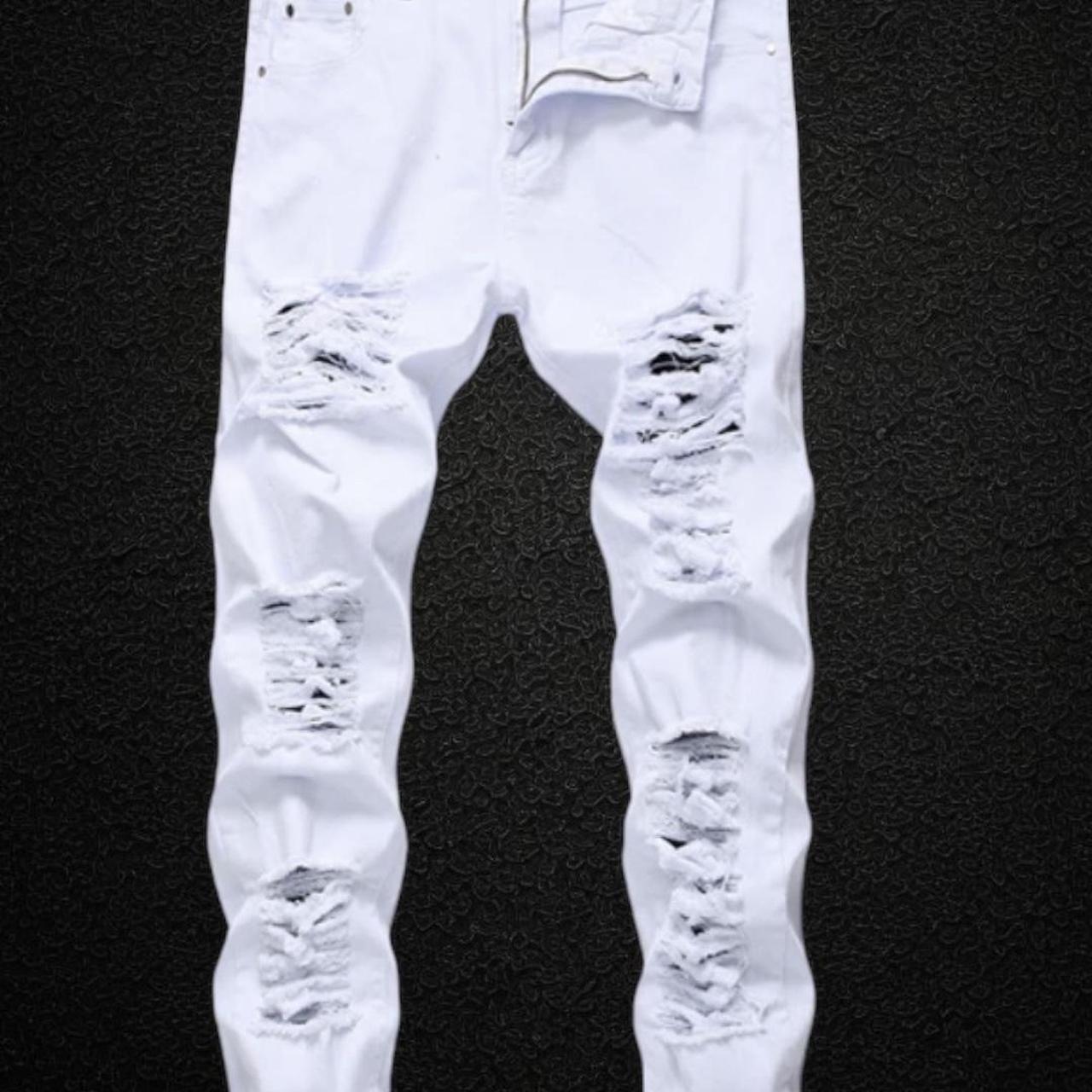 Street style white denim ripped jeans ⚪️ ⚪️ Brand new... - Depop