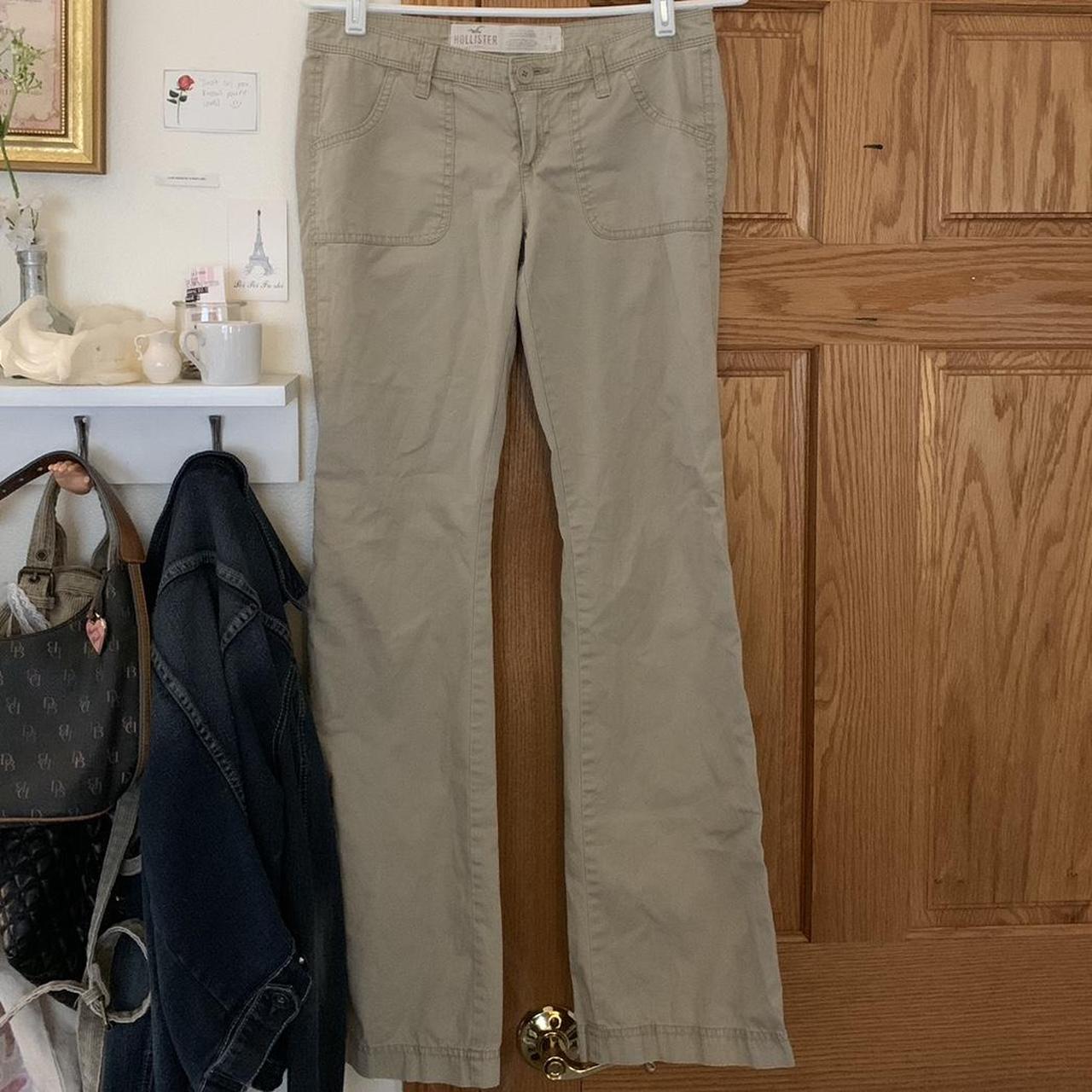 Hollister khaki cargo style flare pants • Depop