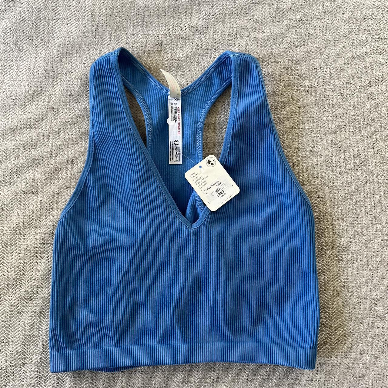 cool blue tank top w/ raw hem by no boundaries size - Depop