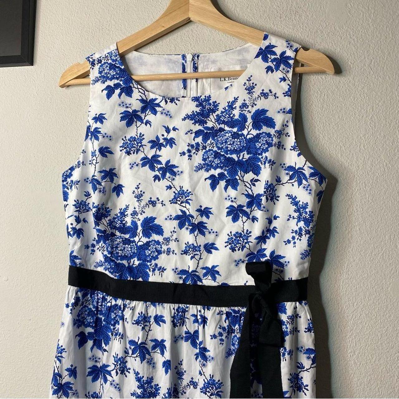 L.K. Bennett Women's Blue and White Dress (4)