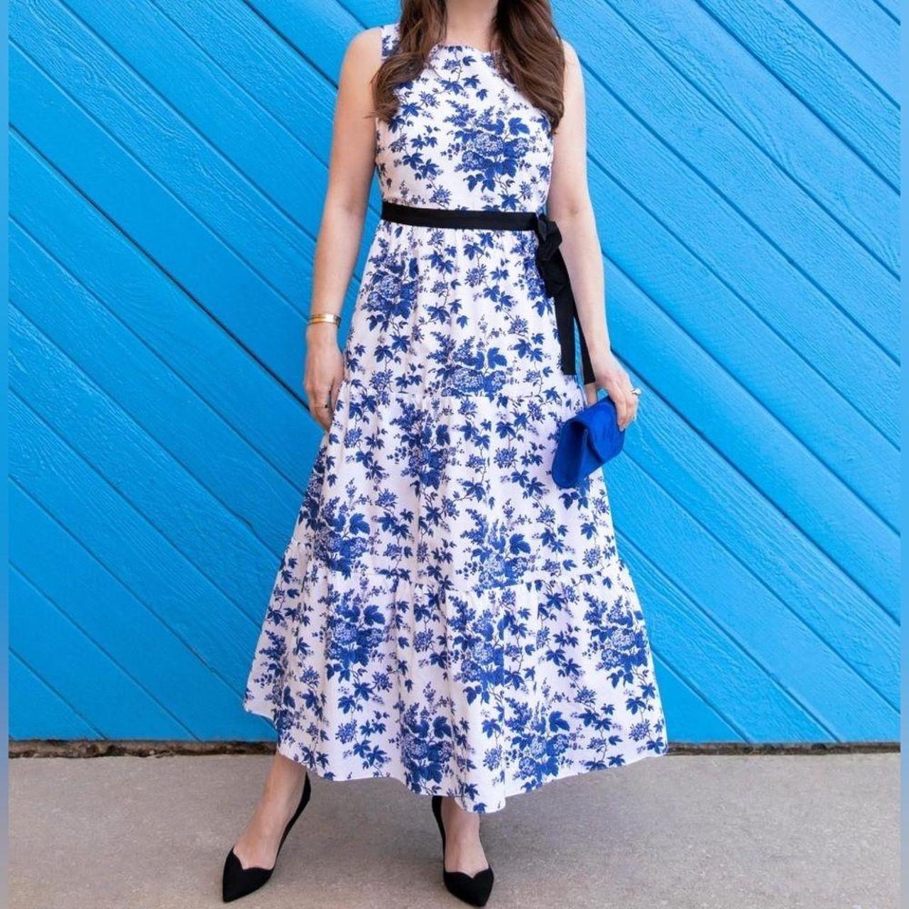 L.K. Bennett Women's Blue and White Dress (3)