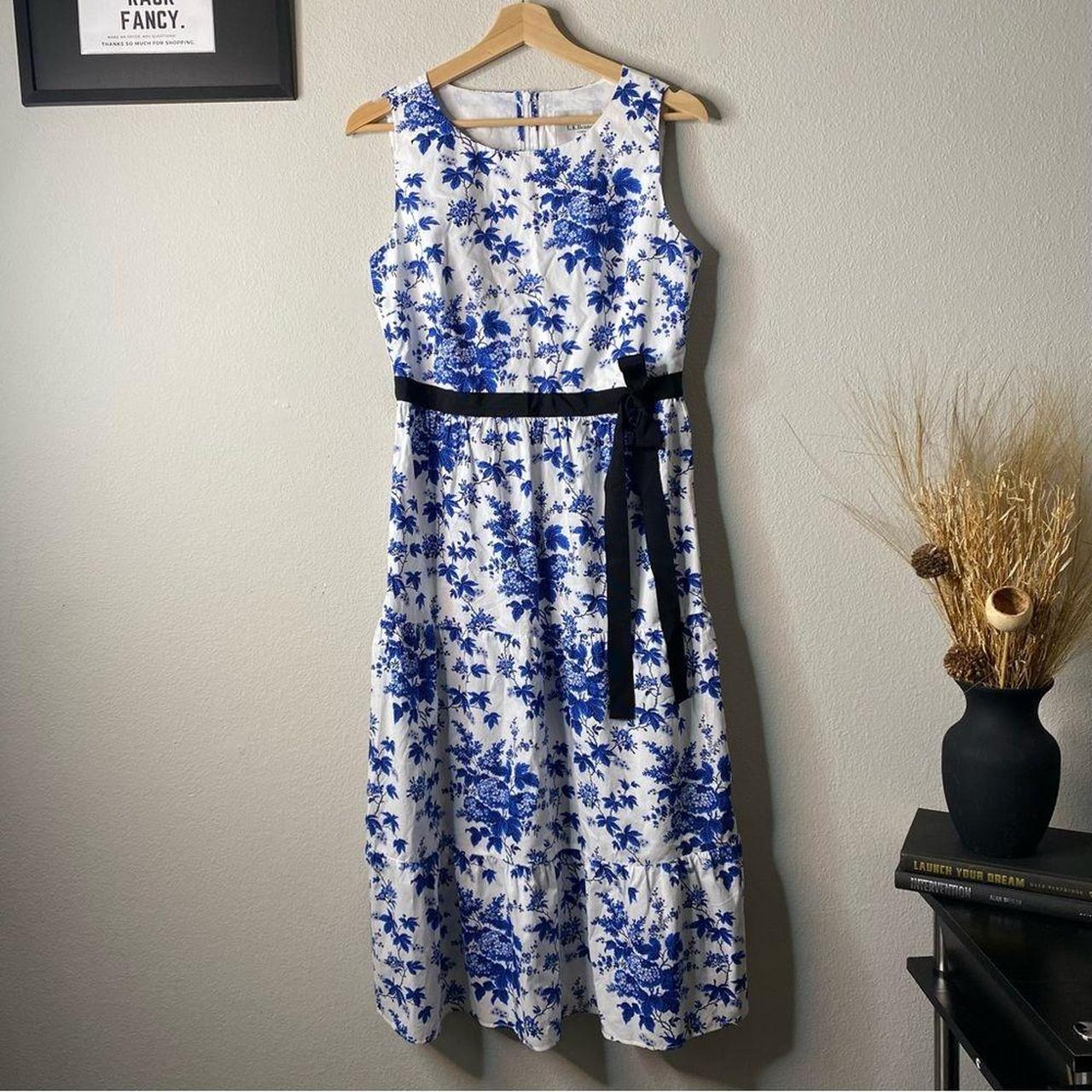 L.K. Bennett Women's Blue and White Dress