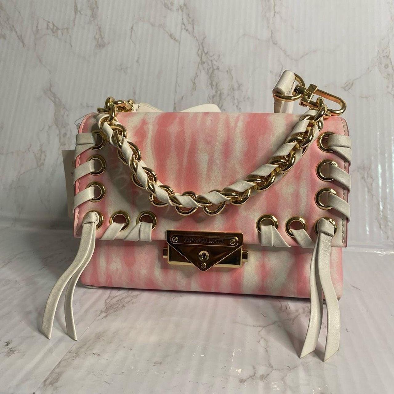 Pink and white michael kors bag used once perfect - Depop