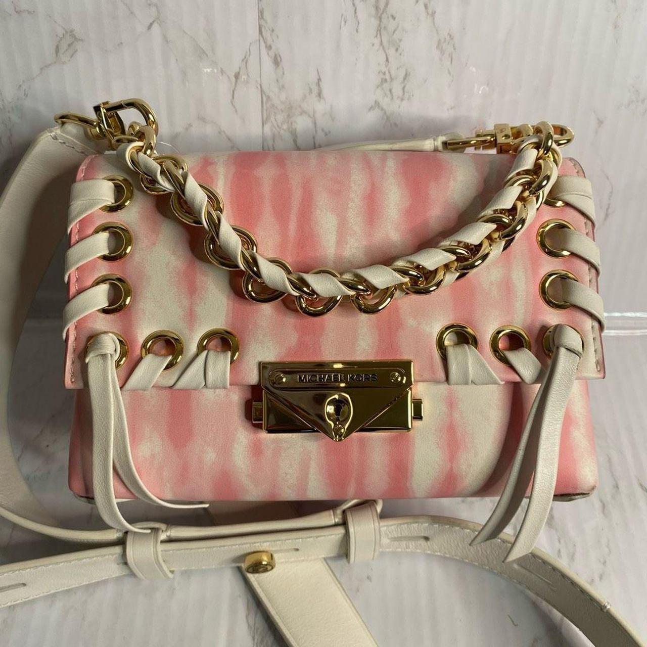 Pink and white michael kors bag used once perfect - Depop