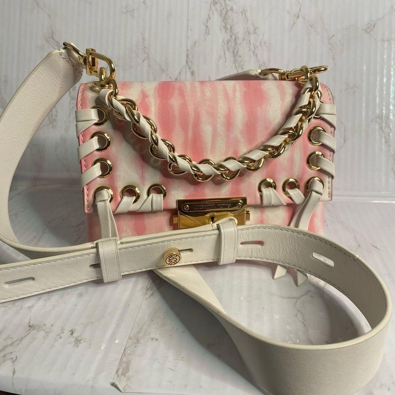 Pink and white michael kors bag used once perfect - Depop