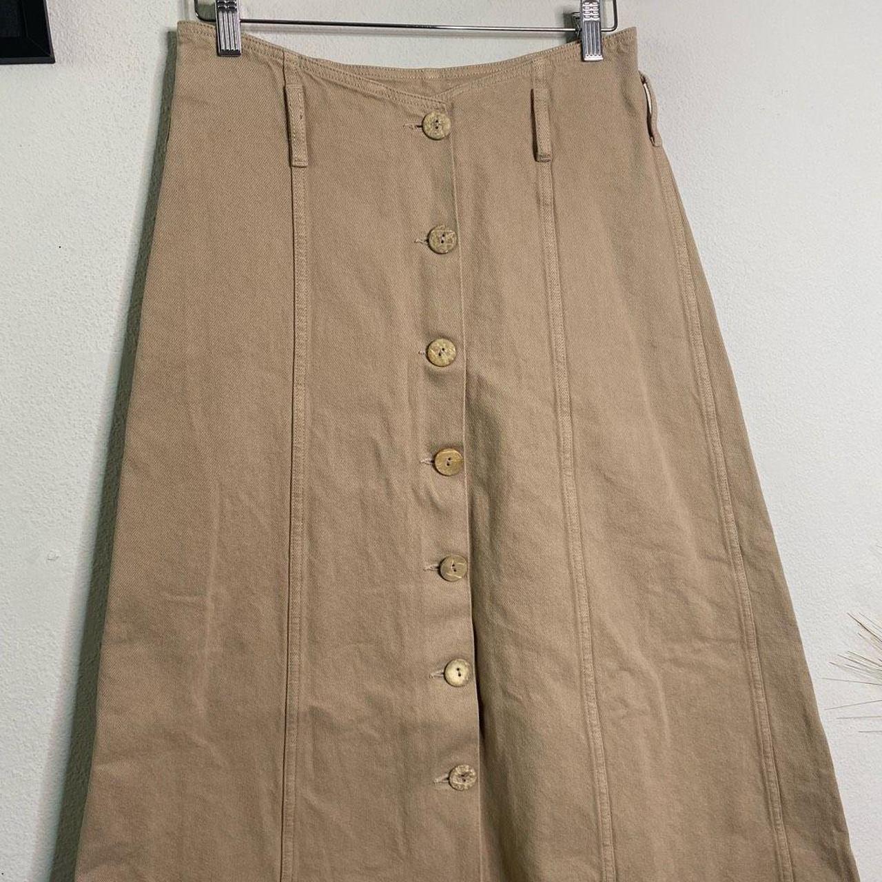 Nanushka long, button up khaki denim maxi skirt.... - Depop